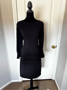Tommy Hilfiger Black Long-Sleeve Dress with Lace Cuffs